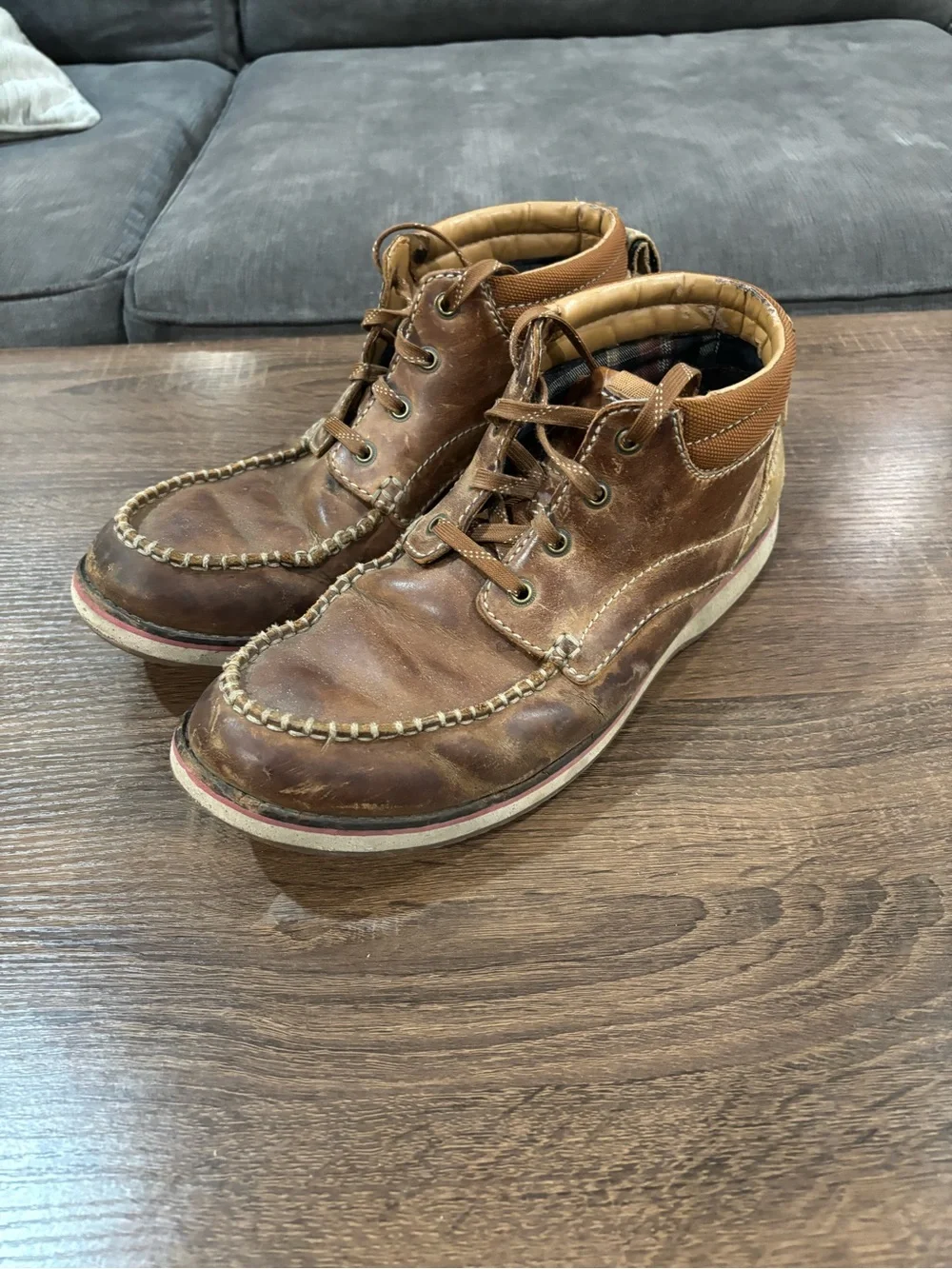Men's Clark Brown Leather Moc Toe Lace-Up Boots
